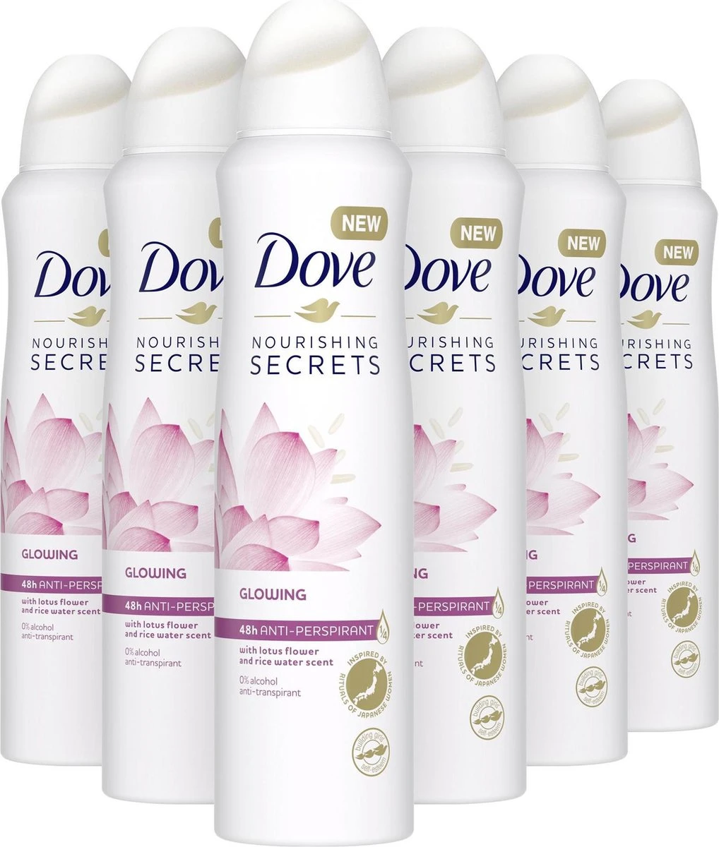 Dove Nourishing Secrets Glowing Anti-transpirant Spray - 6 X 150 Ml 3 Dove Nourishing Secrets Glowing Anti-transpirant Spray - 6 X 150 Ml