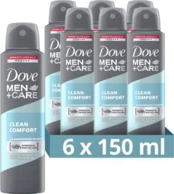 Dove Men+Care Clean Comfort Anti Transpirant Deodorant Spray - 6 X 150 Ml - Voordeelverpakking