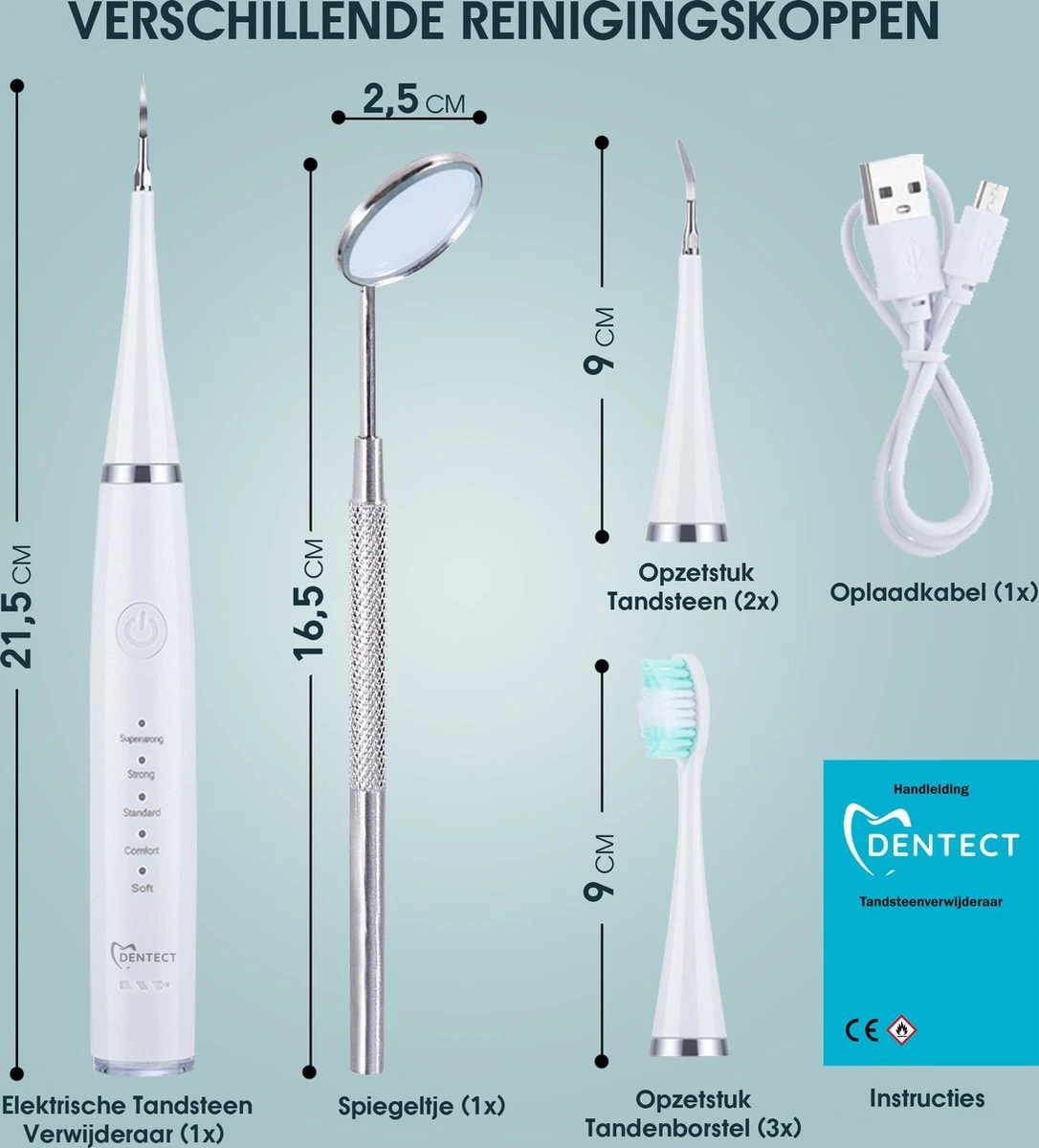 Merkloos Tandsteen Verwijderaar Elektrisch – Tandenborstel Opzetstukken - Tandarts Spiegel - 5 Standen -Wit 11 Merkloos Tandsteen Verwijderaar Elektrisch – Tandenborstel Opzetstukken - Tandarts Spiegel - 5 Standen -Wit - Afbeelding 9