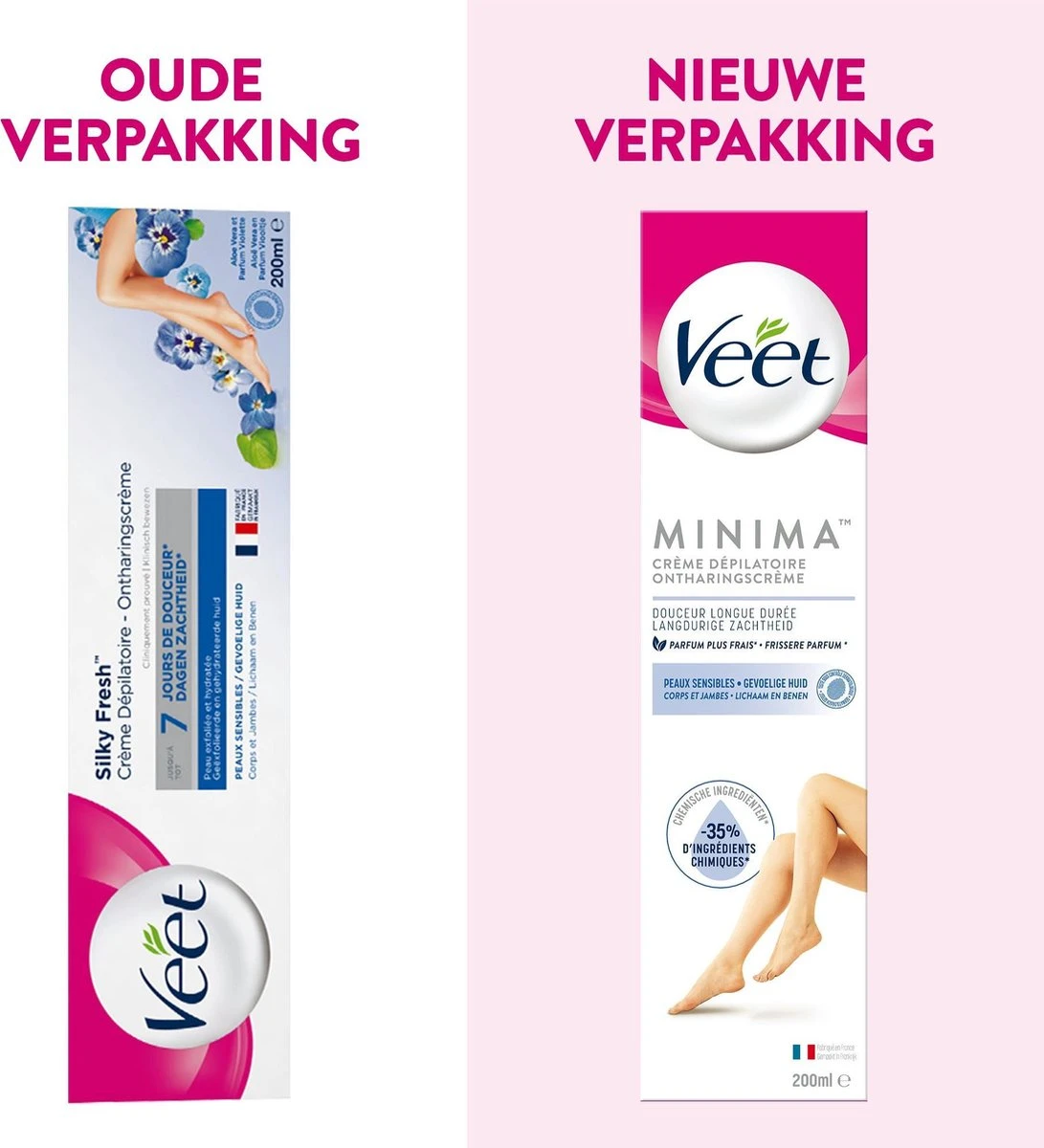 Veet Ontharingscreme - Gevoelige Huid - Minima - 200ml X2 4 Veet Ontharingscreme - Gevoelige Huid - Minima - 200ml X2 - Afbeelding 2