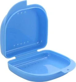 Merkloos Beugelbakje - Gebitsbakje - Retainer Case - Mond Guard Case - Orthodontische Prothese Opslag - Container - Met Air Vent Gaten - Blauw