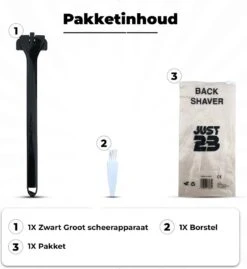JUST23 Back Shaver - Rug Scheermes - Rughaar Verwijderaar - Rug Scheren - Inklapbaar - Incl. Schoonmaak Borstel -Verzorgingsproducten 1102x1200 7