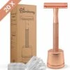 Bamboozy Safety Razor Met Houder RVS + 20 Scheermesjes Rose Gold Goud Voor Vrouwen Dames Mannen Double Edge Zero Waste Duurzaam Scheren -Verzorgingsproducten 1116x1200 13