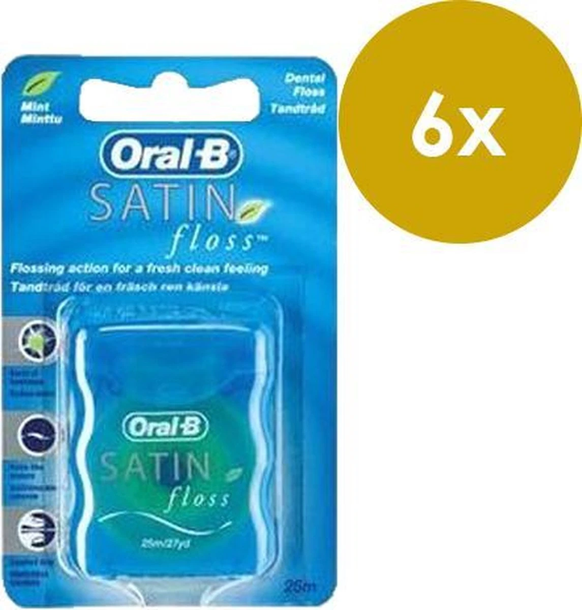 Oral B Oral-B - Satin Floss - Flosdraad - 6 X 25M 3 Oral B Oral-B - Satin Floss - Flosdraad - 6 X 25M