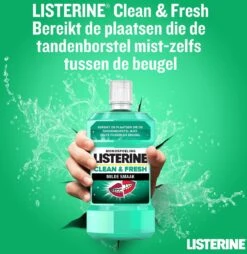 LISTERINE Clean & Fresh, Mondwater Met Essentiële Oliën En Fluoride, Zonder Alcohol, Bereikt De Plaatsen Die De Tandenborstel Mist – Zelfs Tussen De Beugel, 3 X 500 Ml -Verzorgingsproducten 1167x1200 3