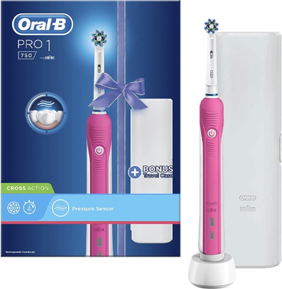 Oral B Oral-B Pro CrossAction 750 - Elektrische Tandenborstel - Roze 3 Oral B Oral-B Pro CrossAction 750 - Elektrische Tandenborstel - Roze