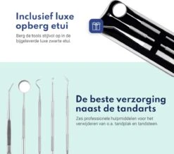Tandarts Setje - Professioneel - Tandsteen Verwijderaar – Mondspiegel – Tandartshaakje – Tandsteenhaakje - Gebitsverzorging – Inclusief Luxe Etui - 6-delig - RVS -Verzorgingsproducten 1200x1057 2