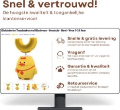 Merkloos Elektrische Sonische Tandenborstel Voor Kinderen Tussen 2 T/m 6 Jaar Met Timer - Elektrische Kindertandenborstel - 360º Graden - 6 Poetsmodus - IPX7 Waterbestendig - Geel -Verzorgingsproducten 1200x1110 5