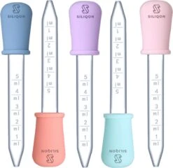 Merkloos Pipet 5 Ml | Pipetje Met Silicone Dropper | Vloeistoffen / Doseren / Whisky / Medicijnen | Pipette | Pipetten In 5 Kleuren | Pipetjes - 5 Stuks