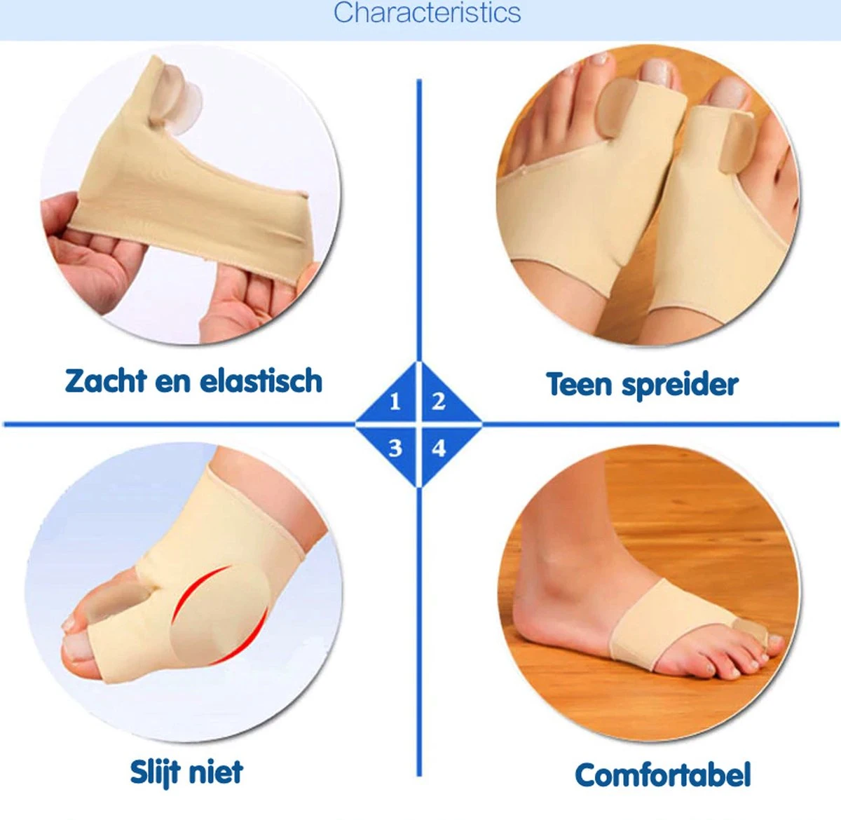 Merkloos Hallux Valgus Teenbeschermers - 2 Stuks - Teenspreiders 6 Merkloos Hallux Valgus Teenbeschermers - 2 Stuks - Teenspreiders - Afbeelding 4