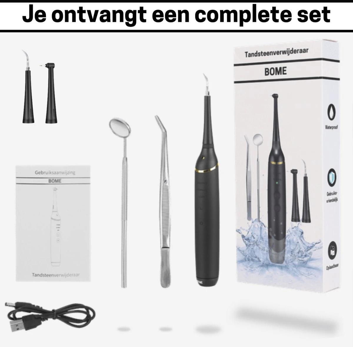 BOME Tandsteen Verwijderaar - 3 Opzetstukken - Tandplak Verwijderaar - Inclusief Spiegel En Pincet - 3 Standen 10 BOME Tandsteen Verwijderaar - 3 Opzetstukken - Tandplak Verwijderaar - Inclusief Spiegel En Pincet - 3 Standen - Afbeelding 8