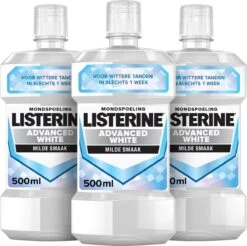 LISTERINE Advanced White Milde Smaak, Mondspoeling, Verwijdert Sterke Verkleuring Voor Wittere Tanden In Slechts 1 Week, 3x 500 Ml -Verzorgingsproducten 1200x1196 12