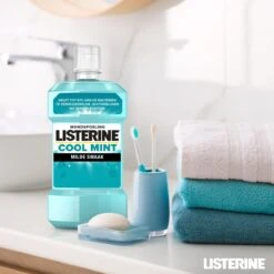 LISTERINE Cool Mint Milde Smaak, Mondspoeling Zonder Alcohol Met Etherische Oliën, Helpt Bacteriën Te Verwijderen En Zorgt Voor Een Langdurig Frisse Adem, 3 X 500 Ml -Verzorgingsproducten 1200x1200 1114