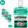 LISTERINE Clean & Fresh, Mondwater Met Essentiële Oliën En Fluoride, Zonder Alcohol, Bereikt De Plaatsen Die De Tandenborstel Mist – Zelfs Tussen De Beugel, 3 X 500 Ml -Verzorgingsproducten 1200x1200 1129
