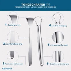 RX Goods RVS Tongschraper Voor Mondverzorging – 4 Stuks – Tongreiniger, Tongborstel & Tong Schraper – Duurzaam & Herbruikbaar -Verzorgingsproducten 1200x1200 1289