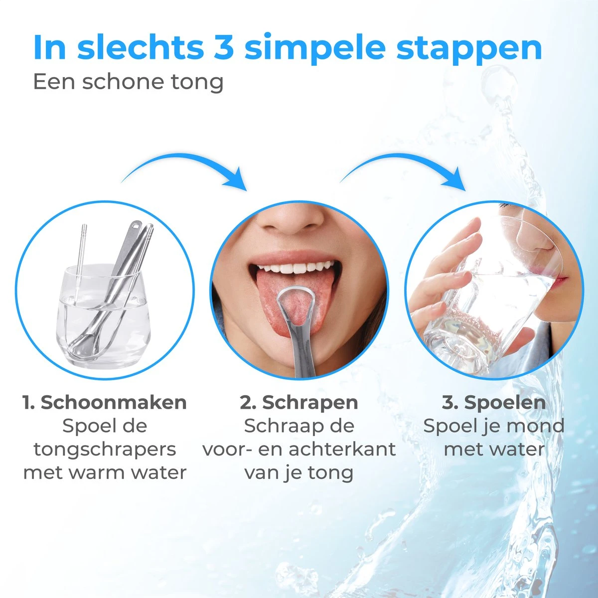 Nuvance - Professionele Tongschraper - 3 In 1 Set - Voor Mondverzorging - Tongreiniger - Tong Schraper - Tongue Scraper - RVS 6 Nuvance - Professionele Tongschraper - 3 In 1 Set - Voor Mondverzorging - Tongreiniger - Tong Schraper - Tongue Scraper - RVS - Afbeelding 4