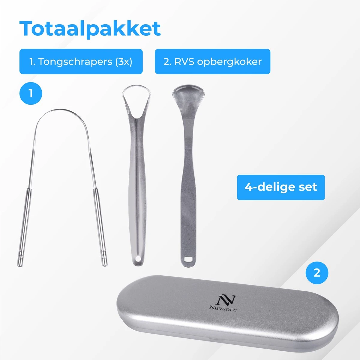 Nuvance - Professionele Tongschraper - 3 In 1 Set - Voor Mondverzorging - Tongreiniger - Tong Schraper - Tongue Scraper - RVS 10 Nuvance - Professionele Tongschraper - 3 In 1 Set - Voor Mondverzorging - Tongreiniger - Tong Schraper - Tongue Scraper - RVS - Afbeelding 8