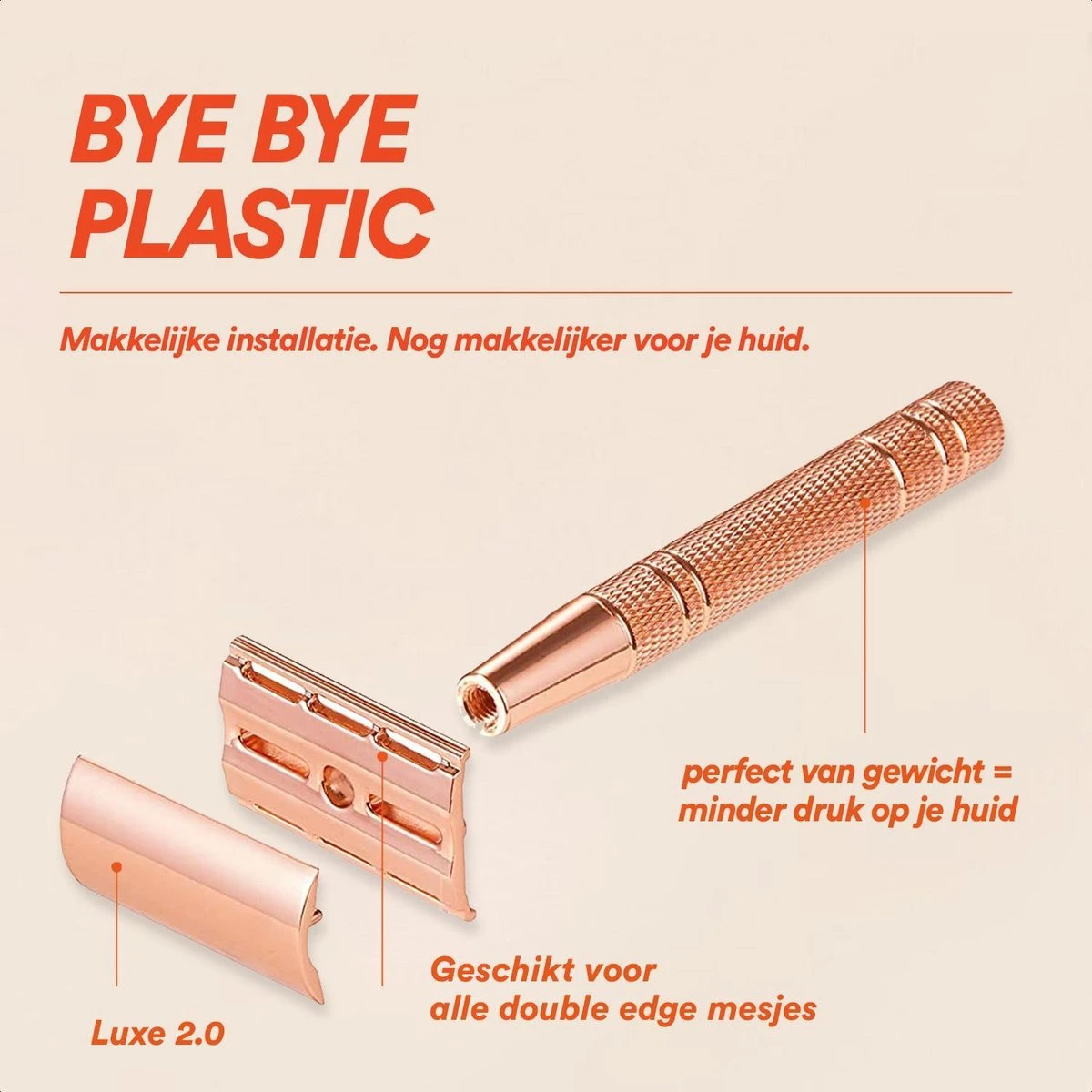 Gutfeeling© - Zero Waste Safety Razor +10 Scheermesjes - Rose Gold Scheermes Voor Vrouwen - Venus - Oksels - Benen 7 Gutfeeling© - Zero Waste Safety Razor +10 Scheermesjes - Rose Gold Scheermes Voor Vrouwen - Venus - Oksels - Benen - Afbeelding 5