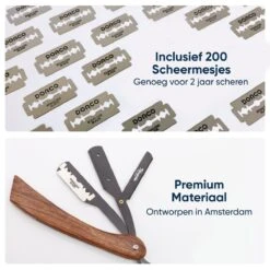 Mousche Barbiersmes Met 200 Scheermesjes - Klassiek Open Scheermes - Barber Mes - Shavette - Straight Razor - Klapmes - Nekmes - Kappersmes -Verzorgingsproducten 1200x1200 1665