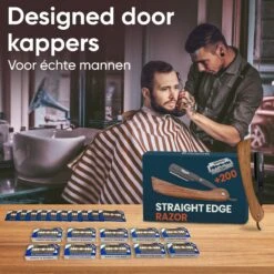 Mousche Barbiersmes Met 200 Scheermesjes - Klassiek Open Scheermes - Barber Mes - Shavette - Straight Razor - Klapmes - Nekmes - Kappersmes -Verzorgingsproducten 1200x1200 1666