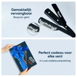 Mousche Barbiersmes Met 200 Scheermesjes - Klassiek Open Scheermes - Barber Mes - Shavette - Straight Razor - Klapmes - Nekmes - Kappersmes -Verzorgingsproducten 1200x1200 1667