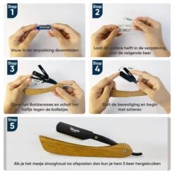 Mousche Barbiersmes Met 200 Scheermesjes - Klassiek Open Scheermes - Barber Mes - Shavette - Straight Razor - Klapmes - Nekmes - Kappersmes -Verzorgingsproducten 1200x1200 1668