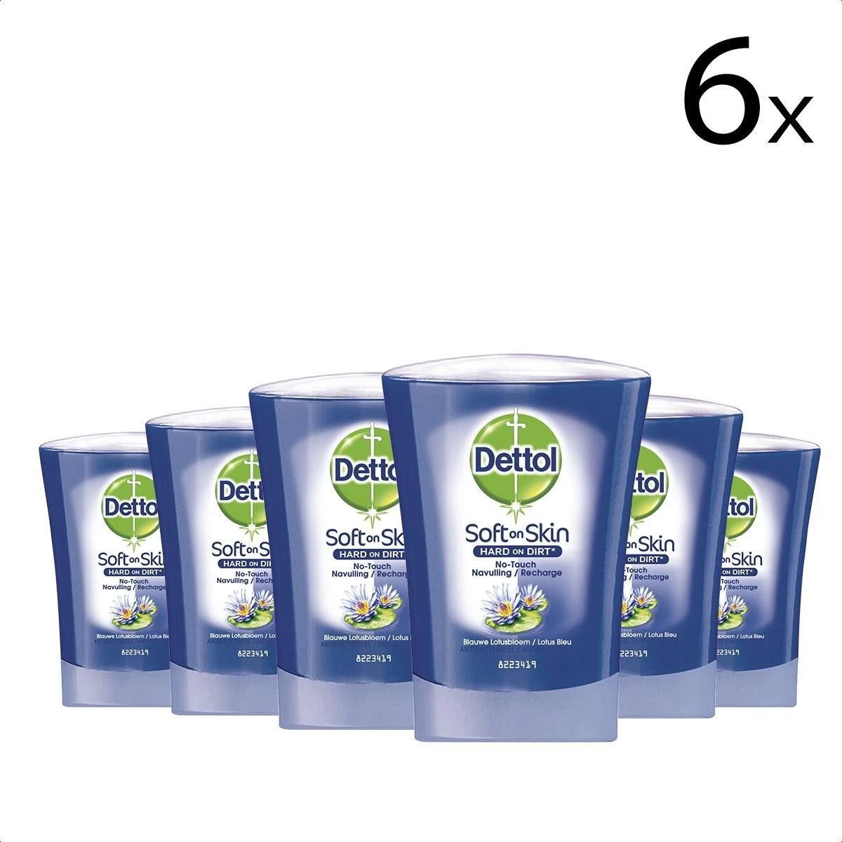 Dettol - Handzeep - No Touch Navulling - Blauwe Lotus - 250ml X6 3 Dettol - Handzeep - No Touch Navulling - Blauwe Lotus - 250ml X6