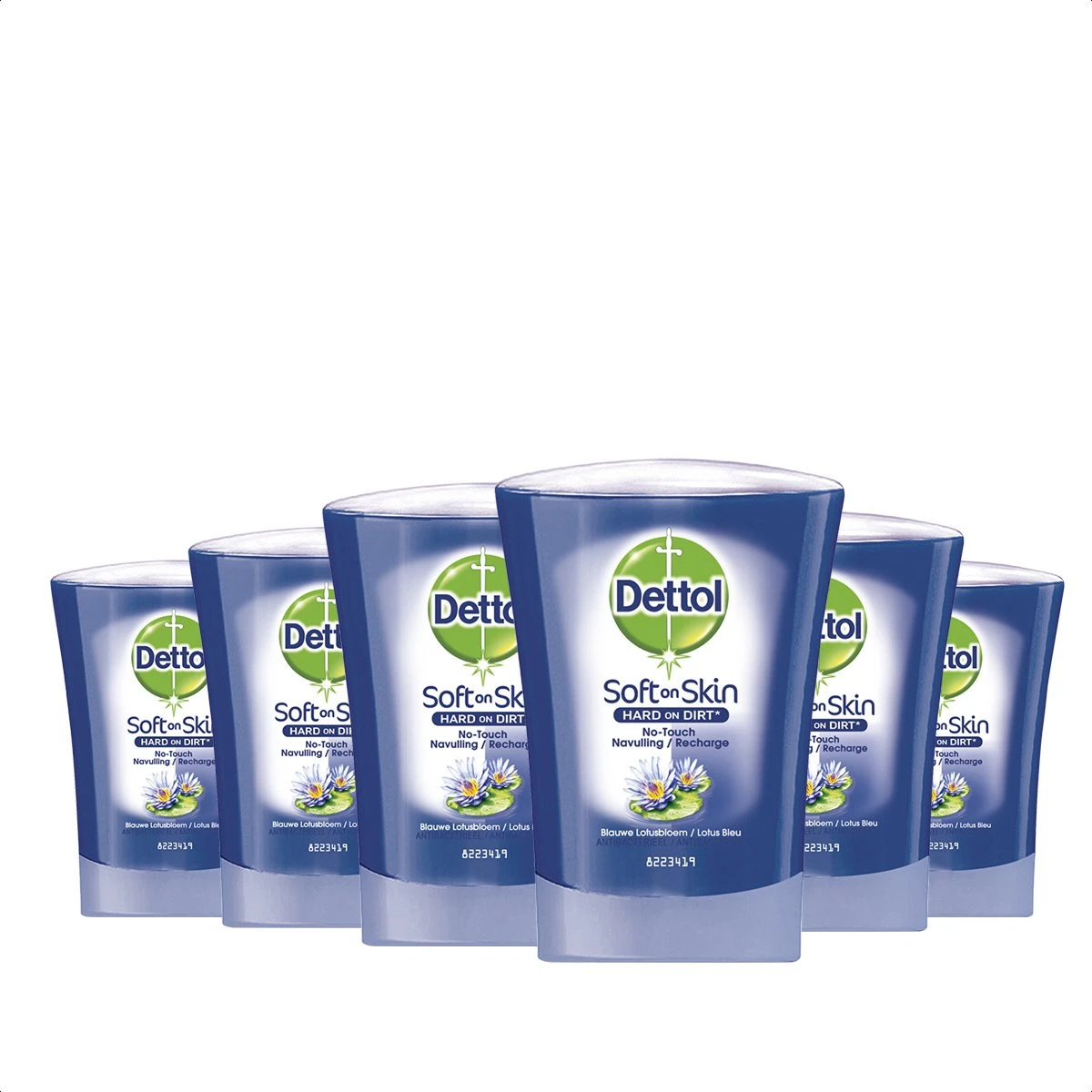 Dettol - Handzeep - No Touch Navulling - Blauwe Lotus - 250ml X6 4 Dettol - Handzeep - No Touch Navulling - Blauwe Lotus - 250ml X6 - Afbeelding 2