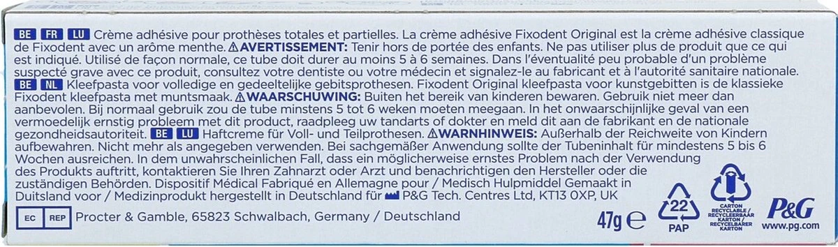 Fixodent Kleefpasta Sterke Fixatie Original 47 Gr 10 Fixodent Kleefpasta Sterke Fixatie Original 47 Gr - Afbeelding 8