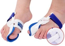 Hallux Valgus Statische Nachtspalk - Rechts + Links - Foot Pijnbestrijding - Teen Separator - Duim Corrector - Blauw / Wit -Verzorgingsproducten 1200x850