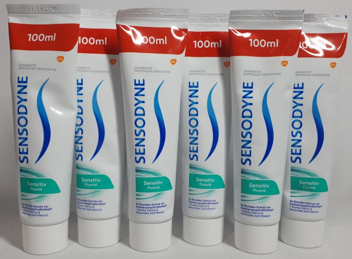 Sensodyne - Sensitiv Fluorid - Tandpasta Voor Gevoelige Tanden - Frisse Smaak - Mondverzorging - Let Op! Grote Tubes - Voordeel Set 6 X 100ml 3 Sensodyne - Sensitiv Fluorid - Tandpasta Voor Gevoelige Tanden - Frisse Smaak - Mondverzorging - Let Op! Grote Tubes - Voordeel Set 6 X 100ml