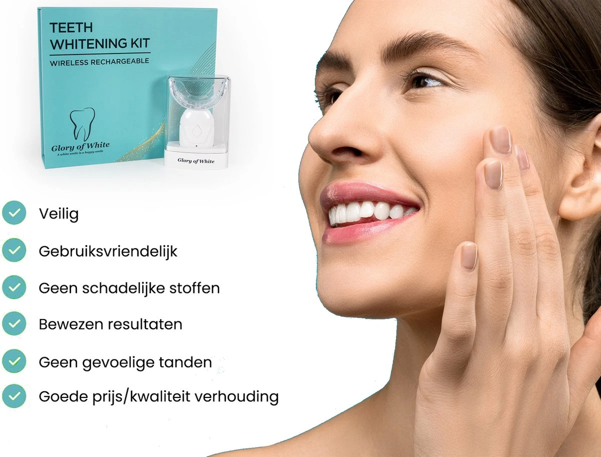 Tandenbleker Premium - Glory Of White - Professionele Tandenbleekset - Wittere Tanden - Tanden Bleken - Teeth Whitening - Zonder Peroxide 5 Tandenbleker Premium - Glory Of White - Professionele Tandenbleekset - Wittere Tanden - Tanden Bleken - Teeth Whitening - Zonder Peroxide - Afbeelding 3