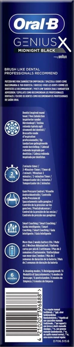 Oral B Oral-B Genius X - Special Editie - Zwart - Elektrische Tandenborstel - 1 Handvat En 1 Opzetborstel -Verzorgingsproducten 259x1200