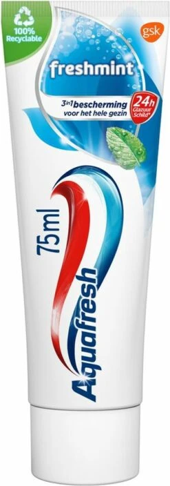 Aquafresh Freshmint 3in1 Tandpasta Voor Een Frisse Adem Voordeelverpakking 12x75ml, Recyclebare Plastic Tube En Dop -Verzorgingsproducten 421x1200 1