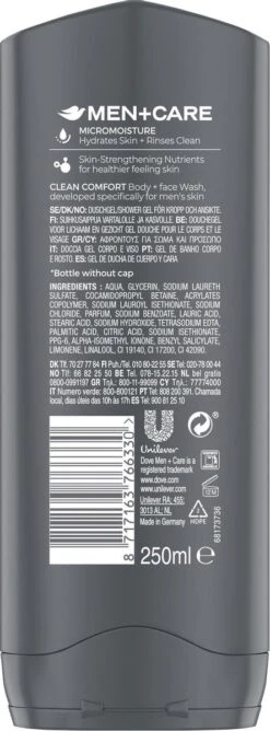 Dove Men+Care Clean Comfort Verzorgende Douchegel - 6 X 250 Ml - Voordeelverpakking -Verzorgingsproducten 444x1200 4