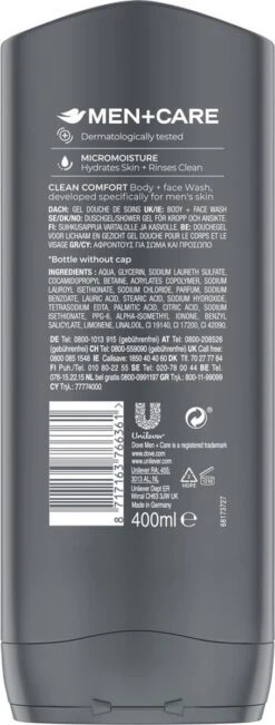 Dove Men+Care Clean Comfort Douchegel - 6 X 400 Ml - Voordeelverpakking -Verzorgingsproducten 455x1200 3