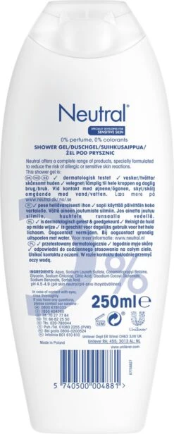 Neutral Sensitive Skin Douchegel - 6 X 250 Ml - Voordeelverpakking 14 Neutral Sensitive Skin Douchegel - 6 X 250 Ml - Voordeelverpakking -Verzorgingsproducten 481x1200 1