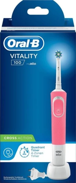 Oral B Oral-B Vitality 100 Roze CrossAction - Elektrische Tandenborstel - Powered By Braun -Verzorgingsproducten 500x1200 1