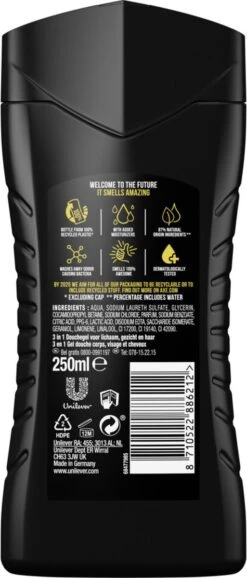 Axe Dark Temptation 3-in-1 Douchegel - 6 X 250 Ml - Voordeelverpakking -Verzorgingsproducten 513x1200