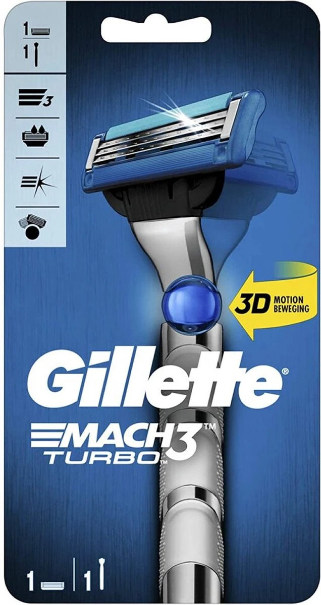 Gillette® Gillette Mach3 Turbo 3D Scheersysteem Scheermesjes 4 Gillette® Gillette Mach3 Turbo 3D Scheersysteem Scheermesjes - Afbeelding 2