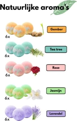 Bruisballen - 30 Stuks - 5 Verschillende Geuren - Voor In Bad - Etherische Oliën - Aromatherapie - Badballen - Badparels -Verzorgingsproducten 762x1200 2