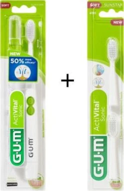 GUM® 1x GUM Activital Sonic Elektrische Tandenborstel - Wit + 1x GUM Opzetborstels Wit