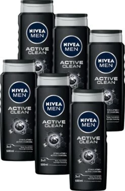 NIVEA MEN Active Clean - 6x 500 Ml - Voordeelverpakking - Douchegel