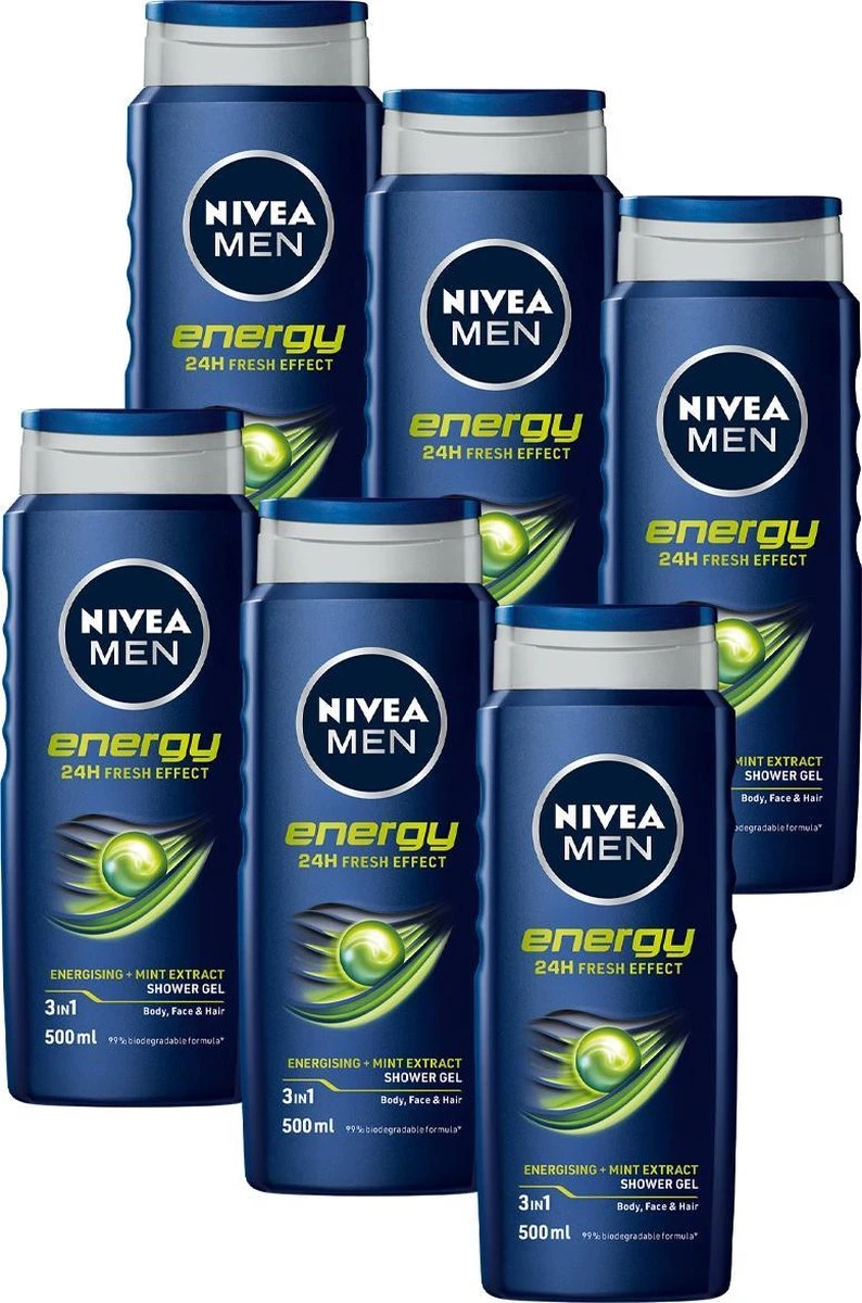 NIVEA MEN Energy - 6x 500 Ml - Voordeelverpakking - Douchegel 3 NIVEA MEN Energy - 6x 500 Ml - Voordeelverpakking - Douchegel