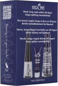 Herome 3 In 1 Manicure Nagelverzorging Set Blauw – Nagelset Voor Beschadigde Nagels - Nagelverharder, Nagellakremover En Nagelriemcreme - Set Van 3 -Verzorgingsproducten 813x1200