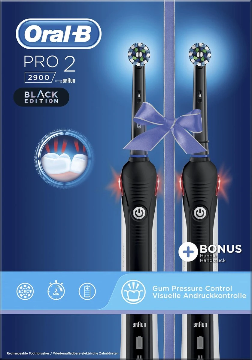 Oral B Oral_B Pro 2 - 2900 - Duoverpakking Elektrische Tandenborstel - Zwart 6 Oral B Oral_B Pro 2 - 2900 - Duoverpakking Elektrische Tandenborstel - Zwart - Afbeelding 4