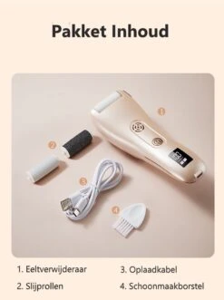 BAESS Elektrische Eeltverwijderaar - 3 Slijprollen - Afzuiging - Oplaadbaar - Goud -Verzorgingsproducten 896x1200