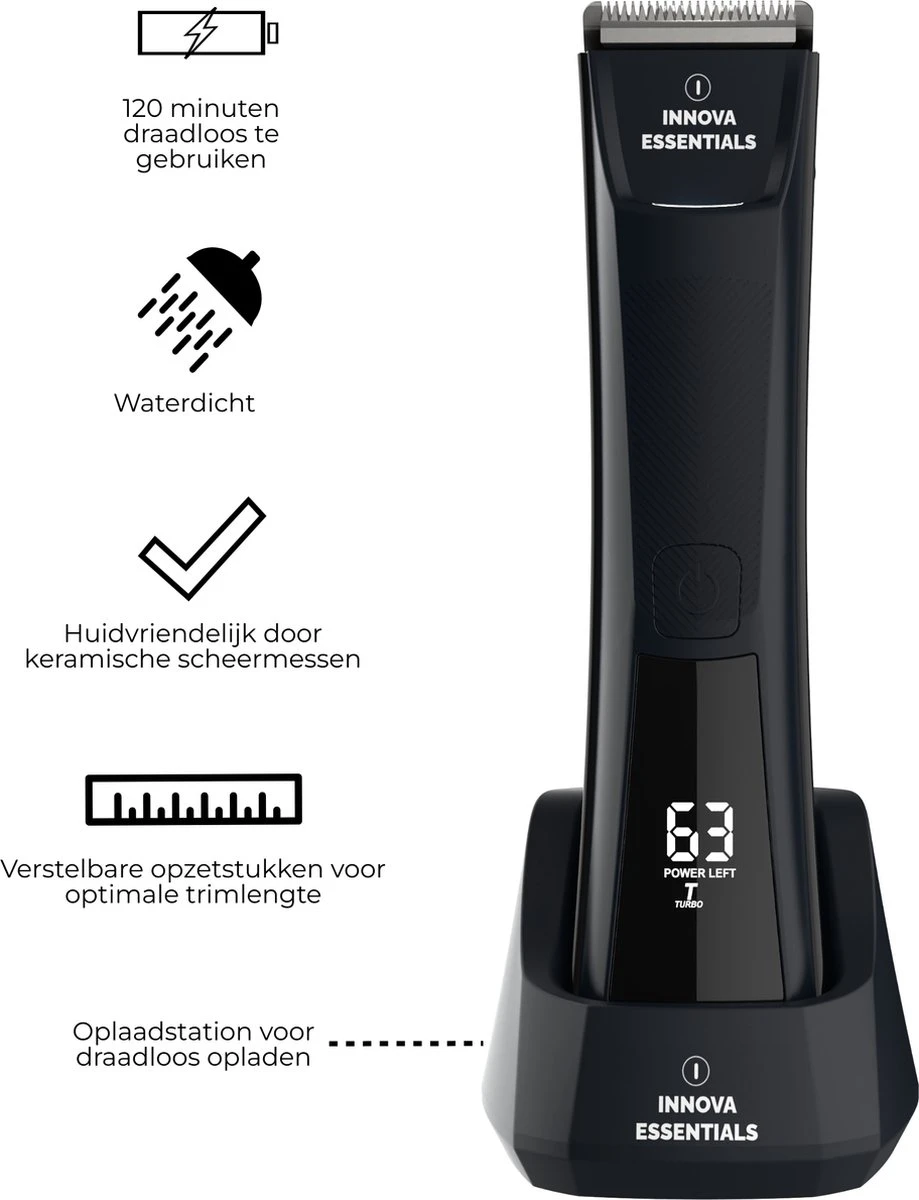 Innova Essentials Baardtrimmer Pro - Waterbestendig - Draadloos - Bodytrimmer - Scheerapparaat - Styler - Trimmen Mannen 4 Innova Essentials Baardtrimmer Pro - Waterbestendig - Draadloos - Bodytrimmer - Scheerapparaat - Styler - Trimmen Mannen - Afbeelding 2