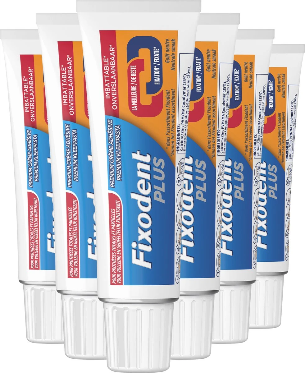 Fixodent Plus - Voordeelverpakking 6x40 G - Kleefpasta 2 Fixodent Plus - Voordeelverpakking 6x40 G - Kleefpasta