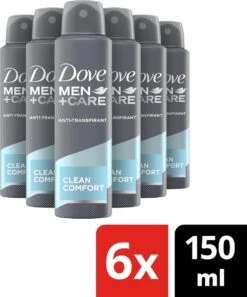 Dove Men+Care Deodorantspray Clean Comfort - 6 X 150 Ml - Voordeelverpakking -Verzorgingsproducten 999x1200 2